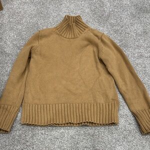 J. Crew Women's Camel Turtleneck Sweater - Classic Ribbed Mock Neck